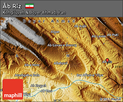 Physical Map of Āb Rīz