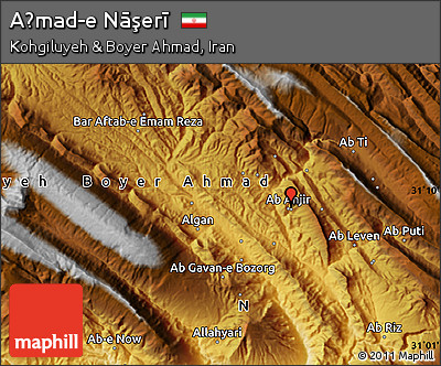 Physical Map of Aḩmad-e Nāşerī