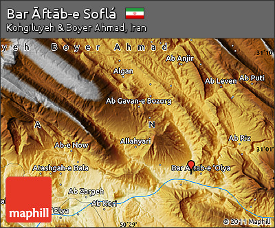 Physical Map of Bar Āftāb-e Soflá