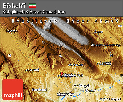 Physical Map of Bīsheh'ī