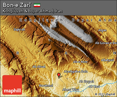 Physical Map of Bon-e Zarī