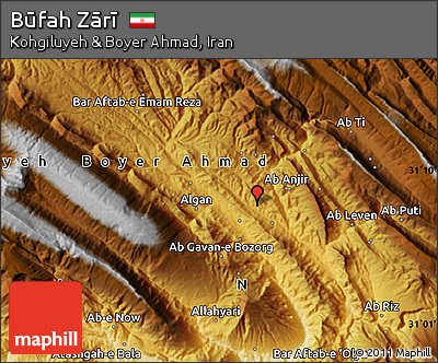 Physical Map of Būfah Zārī