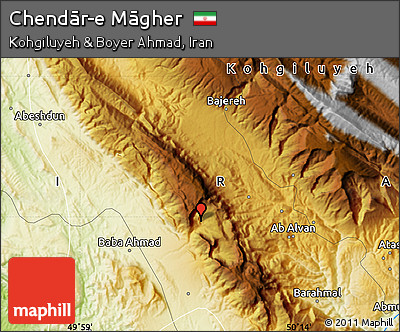 Physical Map of Chendār-e Māgher