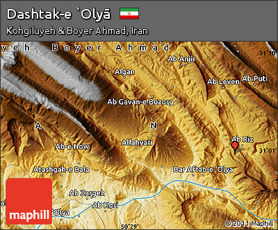Physical Map of Dashtak-e `Olyā