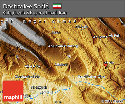 Physical Map of Dashtak-e Soflá
