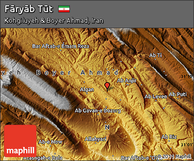 Physical Map of Fāryāb Tūt
