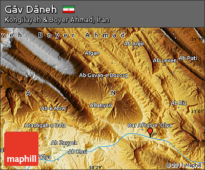 Physical Map of Gāv Dāneh