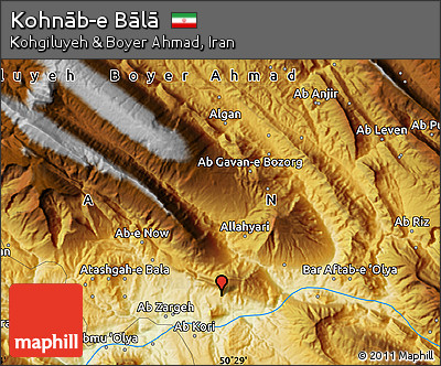 Physical Map of Kohnāb-e Bālā