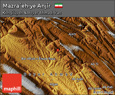 Physical Map of Mazra`eh-ye Anjīr