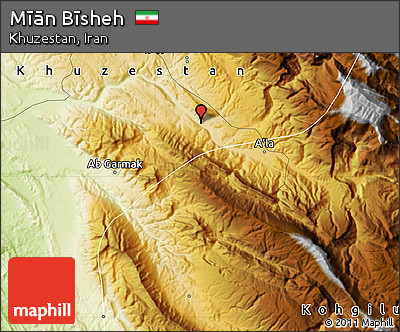 Physical Map of Mīān Bīsheh