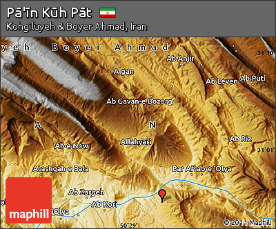 Physical Map of Pā'īn Kūh Pāt