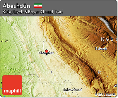 Physical Map of Ābeshdūn