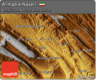 Physical Map of Aḩmad-e Nāşerī