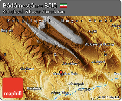Physical Map of Bādāmestān-e Bālā