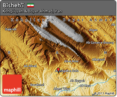 Physical Map of Bīsheh'ī