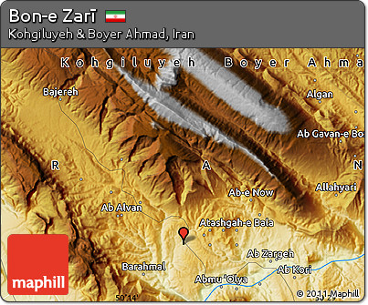 Physical Map of Bon-e Zarī