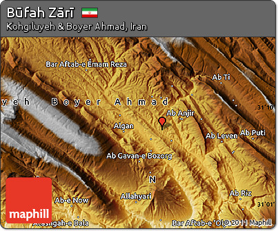 Physical Map of Būfah Zārī