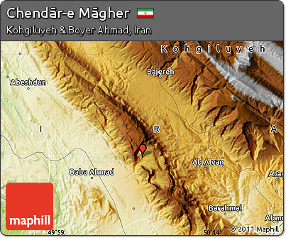 Physical Map of Chendār-e Māgher
