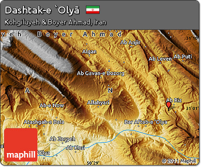 Physical Map of Dashtak-e `Olyā