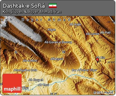 Physical Map of Dashtak-e Soflá