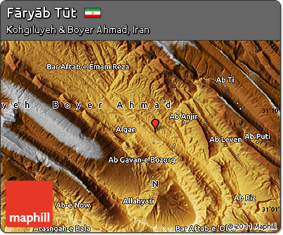 Physical Map of Fāryāb Tūt