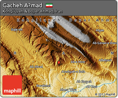 Physical Map of Gacheh Aḩmad