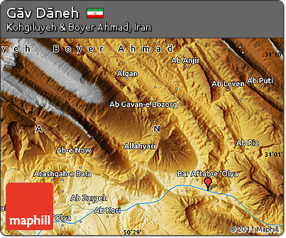 Physical Map of Gāv Dāneh