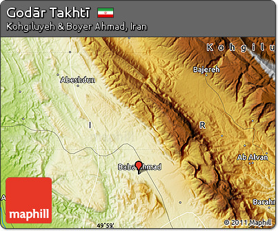 Physical Map of Godār Takhtī