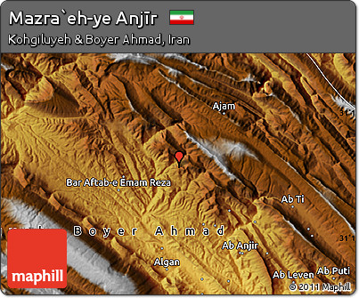 Physical Map of Mazra`eh-ye Anjīr
