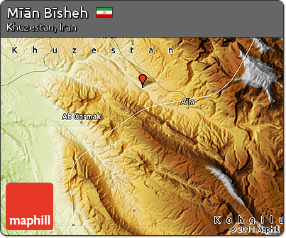 Physical Map of Mīān Bīsheh