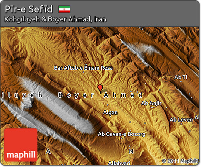 Physical Map of Pīr-e Sefīd