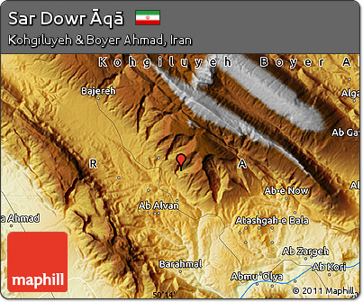 Physical Map of Sar Dowr Āqā