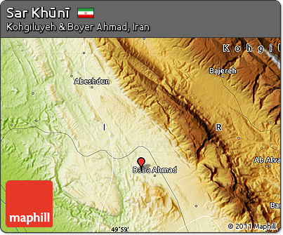 Physical Map of Sar Khūnī