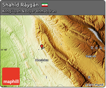 Physical Map of Shahīd Rāygān