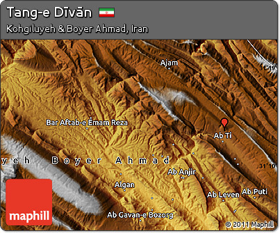 Physical Map of Tang-e Dīvān