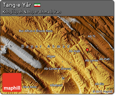 Physical Map of Tang-e Yār