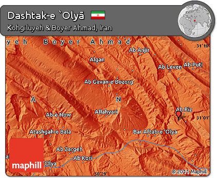 Political Map of Dashtak-e `Olyā