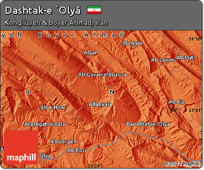 Political Map of Dashtak-e `Olyā