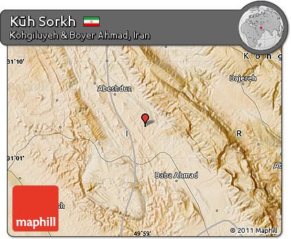 Satellite Map of Kūh Sorkh