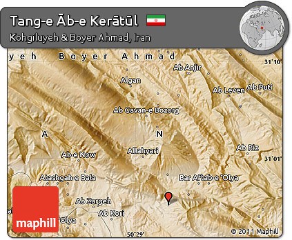 Satellite Map of Tang-e Āb-e Kerātūl