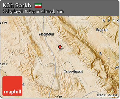 Satellite Map of Kūh Sorkh