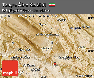 Satellite Map of Tang-e Āb-e Kerātūl