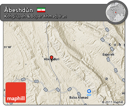 Shaded Relief Map of Ābeshdūn