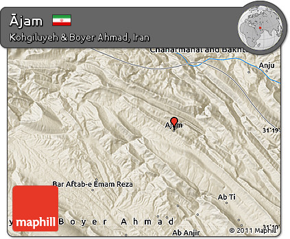 Shaded Relief Map of Ājam