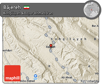 Shaded Relief Map of Bājereh