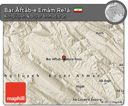 Shaded Relief Map of Bar Āftāb-e Emām Reẕā