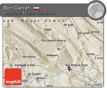 Shaded Relief Map of Bon Darreh