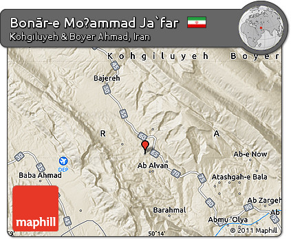 Shaded Relief Map of Bonār-e Moḩammad Ja`far