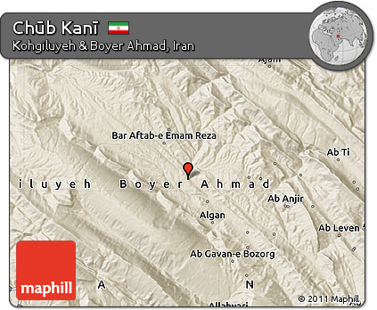 Shaded Relief Map of Chūb Kanī