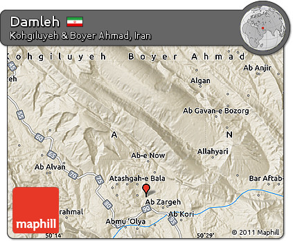 Shaded Relief Map of Damleh